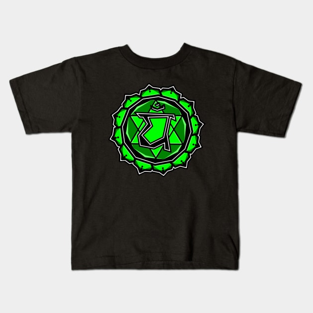 Heart Chakra Symbol - Sacred Green Lotus Flower - Anahata - Heart Chakra Kids T-Shirt by Bleeding Red Paint